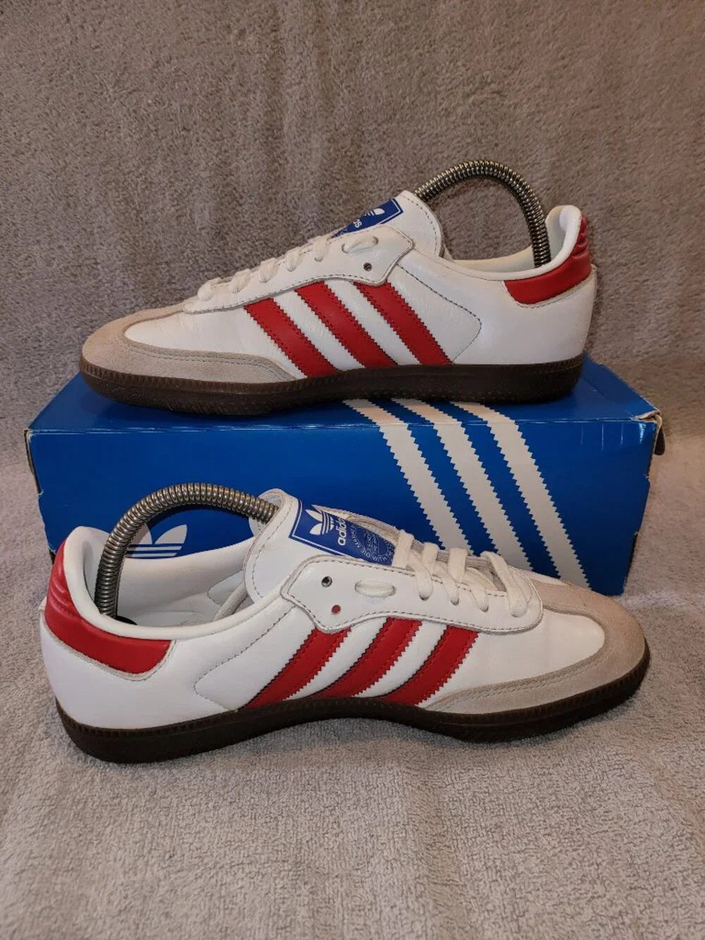 Adidas Samba OG Men Size 7.5 White Scarlet Red Brown Sneakers Shoes IG1025
